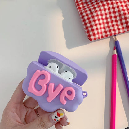 AirPod 2 Case 3D HI BYE Cloud Letter Cartoon Soft Silicone Wireless Earphone Cases For Airpods Case Cute Cover