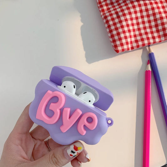 AirPod 2 Case 3D HI BYE Cloud Letter Cartoon Soft Silicone Wireless Earphone Cases For Airpods Case Cute Cover