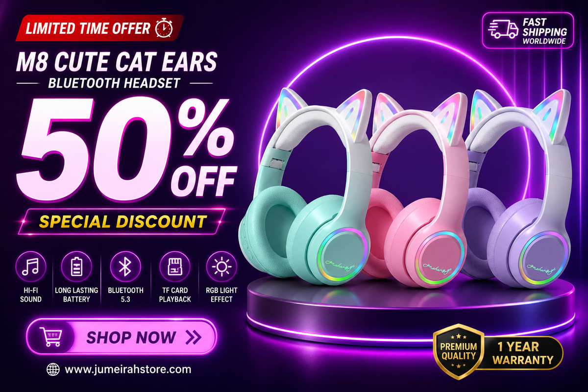 Cat-ear Over-ear Wireless Bluetooth Noise-canceling Headphones